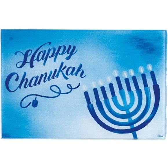 Rite Lite Hanukkah Happy Chanukah Tempered Glass Menorah Drip Tray NEW - Picture 9 of 9